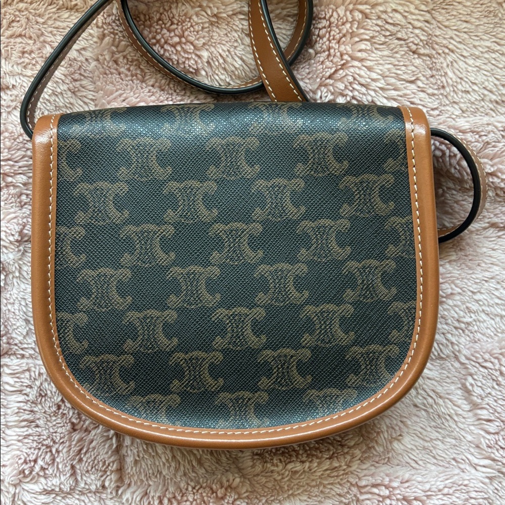 Celine Canvas Calfskin Triomphe Mini Besace Tan - Picture 3 of 5